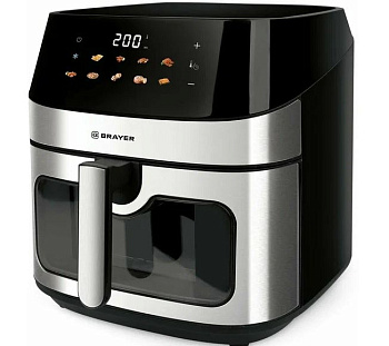 2044br аэрогриль brayer,2200 вт,8 л, t. 200с, 2 тэна, таймер, led-дисплей, 10 программ