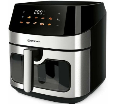 2044br аэрогриль brayer,2200 вт,8 л, t. 200с, 2 тэна, таймер, led-дисплей, 10 программ