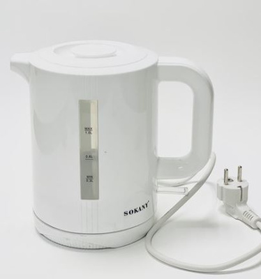 303-gp чайник электр (1л 1200вт, пласт.корп,диск) sokany (х12)