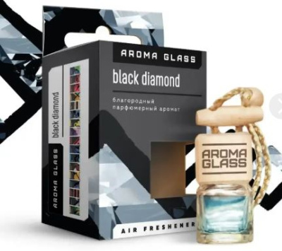 ароматизатор подвесной в стеклянном флаконе ag-02 "black diamond" серии "aroma glass" (благородный парфюмерный аромат)