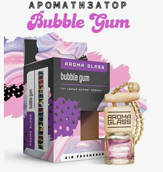 ароматизатор подвесной в стеклянном флаконе ag-10 "bubble gum" серии "aroma glass" (тот самый аромат жвачки)
