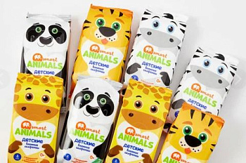 влажные салфетки smart animals №8 детские с ромашкой и витамином е mix