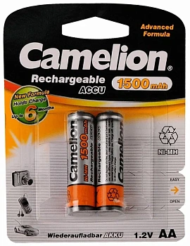 аккумулятор camelion aa-1500mah ni-mh bl-2 (nh-aa1500bp2,1.2в)