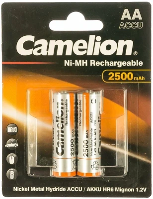 аккумулятор camelion aa-2500mah ni-mh bl-2 (nh-aa2500bp2,1.2в)