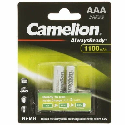 аккумулятор camelion always ready aaa-1100mah ni-mh bl-2 (nh-aaa1100arbp2,1.2в)