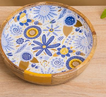 блюдо «васильки», 25.5?25.5?6 см, дерево манго