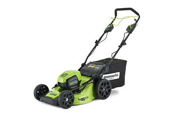 газонокосилка аккумуляторная greenworks 60v,46 см, б/щ (акб 4 ач. и зу)