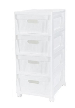 комод "velvet" 4 ящика (на колесиках) 300х385х690мм (белый) (то)