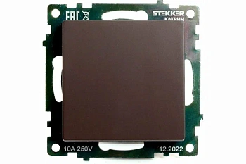 выключатель 1-клавишный (механизм) 250в, 10а, серия катрин, шоколад, gls10-7103-04