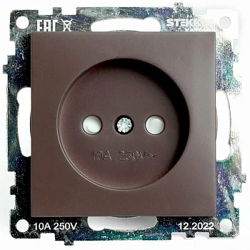 розетка 1-местная с защитной шторкой (механизм) б/з, 250в, 10а, серия катрин, gls10-7109-04, шоколад