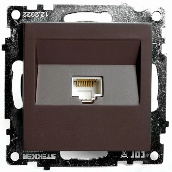 розетка компьютерная 1-местная rj-45 (механизм), серия катрин, gls00-7107-04, шоколад