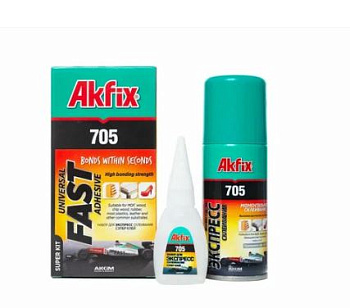 клей для экспресс склеивания (набор активатор + клей) akfix 705, (100 гр + 400мл)