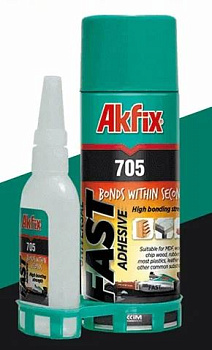 клей для экспресс склеивания (набор активатор + клей) akfix 705, (65 гр + 200мл)