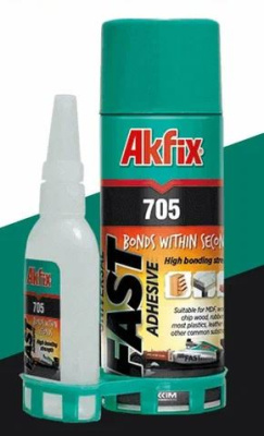 клей для экспресс склеивания (набор активатор + клей) akfix 705, (65 гр + 200мл)