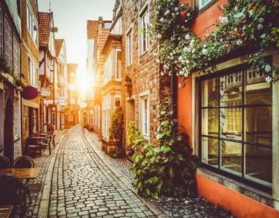 фотообои 3d "улочка в баварии" ,основа песок 0,97*2,93 распродажа