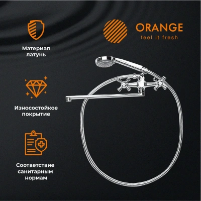 смеситель для ванны классик m71-211cr двухвентильный длинный излив с лейкой и шлангом цвет хром