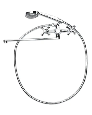 смеситель для ванны классик m71-211cr двухвентильный длинный излив с лейкой и шлангом цвет хром