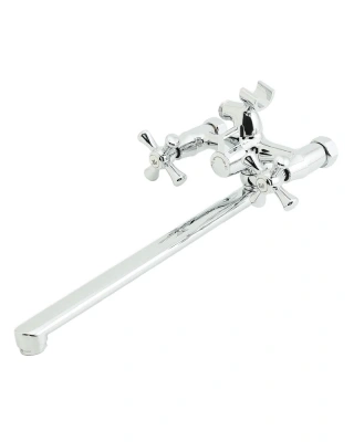 смеситель для ванны классик m71-211cr двухвентильный длинный излив с лейкой и шлангом цвет хром