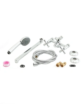 смеситель для ванны классик m71-211cr двухвентильный длинный излив с лейкой и шлангом цвет хром