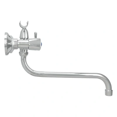 смеситель для ванны 0402.642 двухвентильный длинный излив с лейкой и шлангом цвет хром