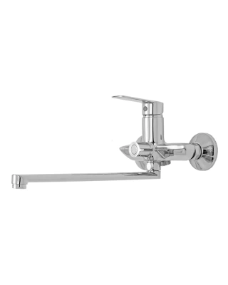 смеситель для ванны клин a2421100 однорычажный длинный излив с лейкой и шлангом цвет хром