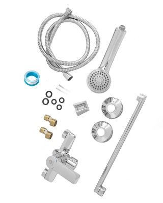 смеситель для ванны клин a2421100 однорычажный длинный излив с лейкой и шлангом цвет хром