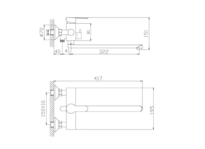смеситель для ванны hb22801 однорычажный длинный излив с лейкой и шлангом цвет сталь
