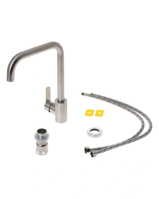 смеситель для кухни стил m99-006ni однорычажный с высоким поворотным изливом цвет никель