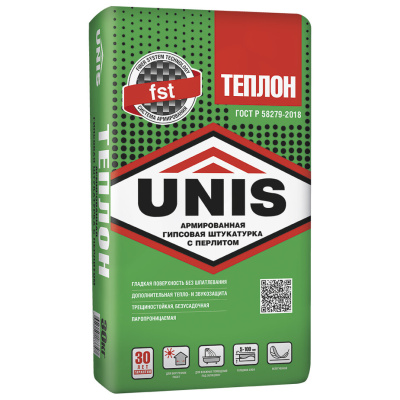 штукатурка гипсовая unis теплон армированый с перлитом 30кг (40шт/под)