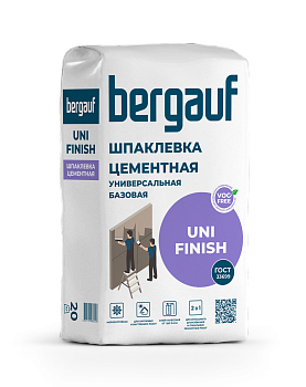шпаклёвка цементная базовая bergauf uni finish 20кг (64шт/под)