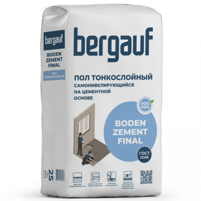 наливной пол bergauf boden zement final самонивелирующийся 25кг