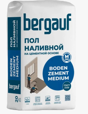 наливной пол bergauf zement medium 20кг (56шт/под)
