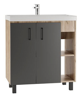 тумба напольная craft 80см цвет дуб вотан графит под раковину фостер 80