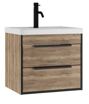 тумба подвесная alfa 60см цвет дуб галифакс табак под раковину unit 60