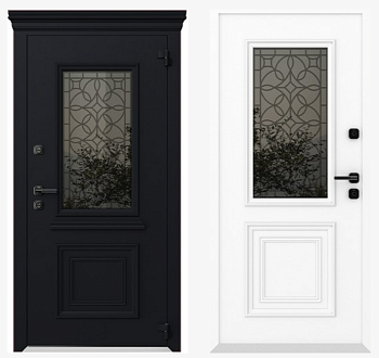 дверь мет. 960*2050 правая аg6045 антрацит/слон кость, фур-ра черная, тип 8, стекло хром