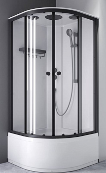душевая кабина x-joy 90x90, 1/4 круга, профиль мат.черный, стекло прозрачное w94c-401-090bt
