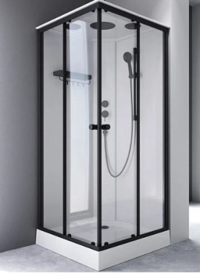 душевая кабина 90x90 am.pm x-joy w94c-403-090bt профиль черный матовый, низкий поддон