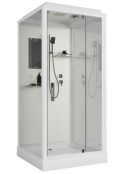 душевая кабина niagara standart st100/15q (100х100х215) квадрат,поддон 15см,распашная,проф.белый,3 места