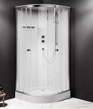 душевая кабина x-joy 90x90, 1/4 круга, профиль мат.хром, стекло прозрачное