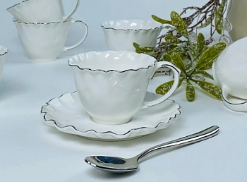 кофейный набор 12пр120мл ванесса серебро 130мл в подуп(х12)фарфор