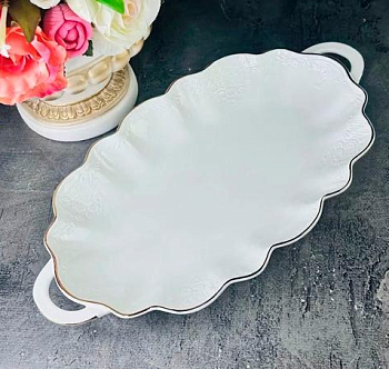 блюдо 35см с ручками maria gold в подуп(х6)фарфор