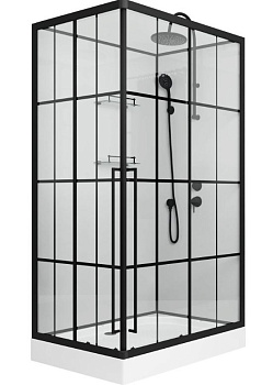 душевая кабина niagara standart st120/80/15qr/kl/bkt (120х80х225) низкий поддон,черный,стекло прозрачное