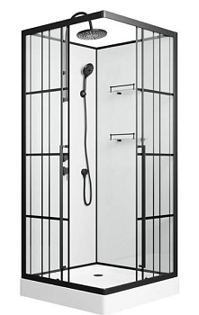 душевая кабина niagara standart st90/15ql/kl/bkt (90х90х225) низкий поддон, черный, стекло прозрачное