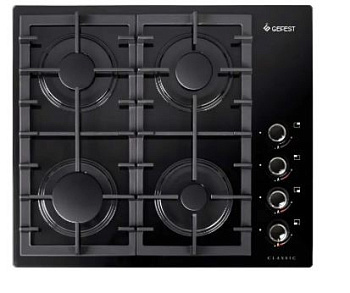 стол встр. газ. свн 2230 с3 черн. стекло двойные реш. сереб.. ручки