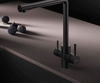 смеситель для кухни x-joy s f85b05722 с l -изливом с каналом для питьевой воды цвет черный