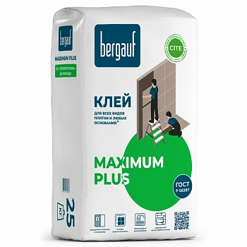 клей для плитки bergauf maximum plus (c1 te) 25кг (56шт/под)