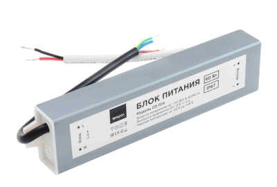блок питания 12в, (ст), 60вт, импульсный, ip67, 170-264в, 5а, алюм., сереб., 185*40*22мм, 03-104