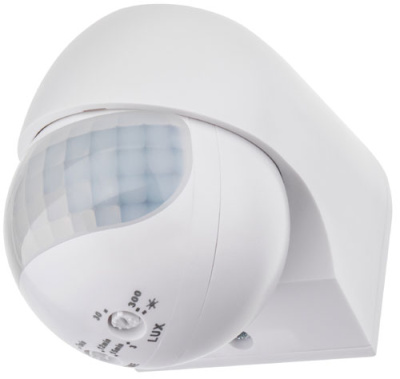 датчик движения настенный, dd-03, 180°, 10-900с, 12м, 800вт, ip44, белый, 25821 6, duwi