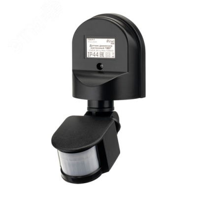 датчик движения настенный, dd-01, 180°, 10-420с, 12м, 1200вт, ip44, черный, 25824 7, duwi