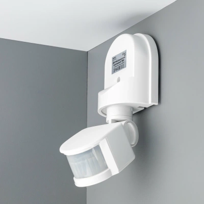 датчик движения настенный, dd-01, 180°, 10-420с, 12м, 1200вт, ip44, белый, 25823 0, duwi